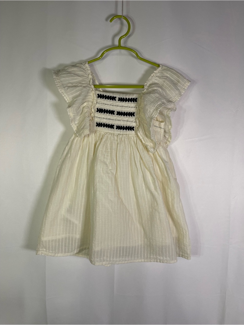 Mayoral Cream Dress with Black Embroidery